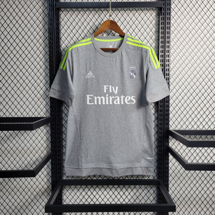 Camisa Real Madrid Away Versão Torcedor Camisa de Treino Adidas 15/16 - 2015/16 Retrô Cinza e Verde