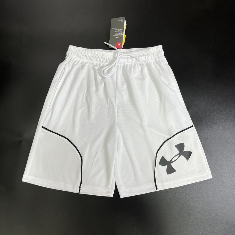 Shorts Esportivo Under Armour Academia Branco/Preto Com Bolso