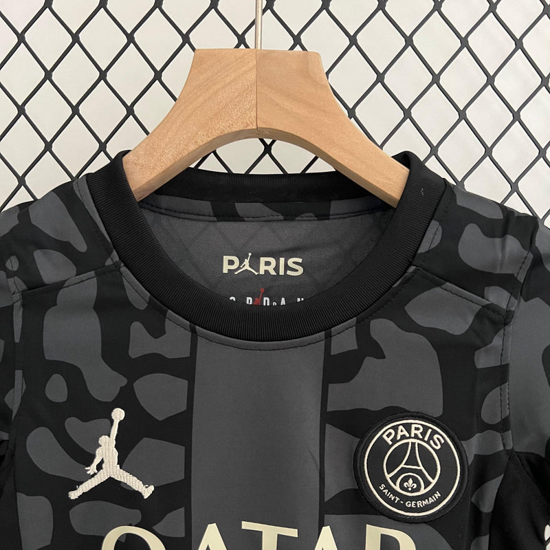 Conjunto Infantil Paris Saint-Germain Psg Third Away Nike Jordan 23/24 Futebol - Preto e Cinza