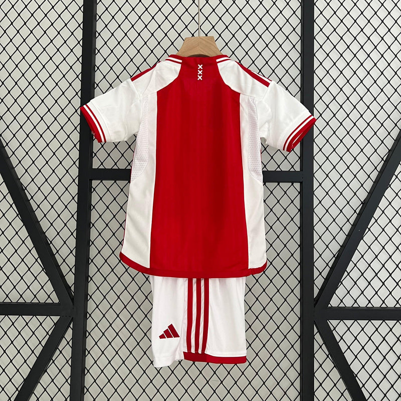 Conjunto Infantil Ajax I Home Adidas 23/24 Futebol - Vermelho e Branco