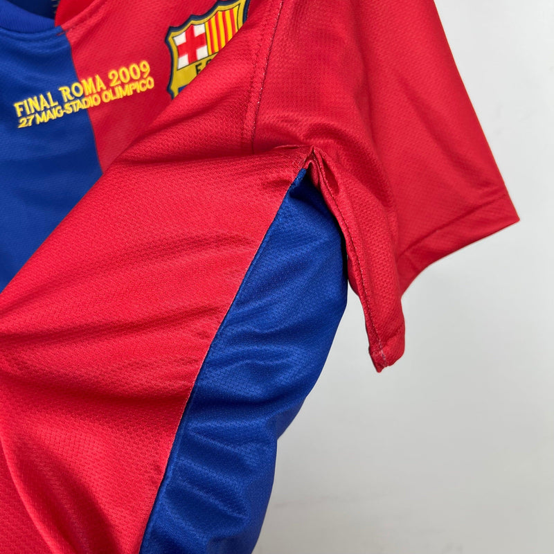 camisa-barcelona-retrô-titular-I-grená-azul-manga-curta-final-roma-2009-08-09-BORDADO