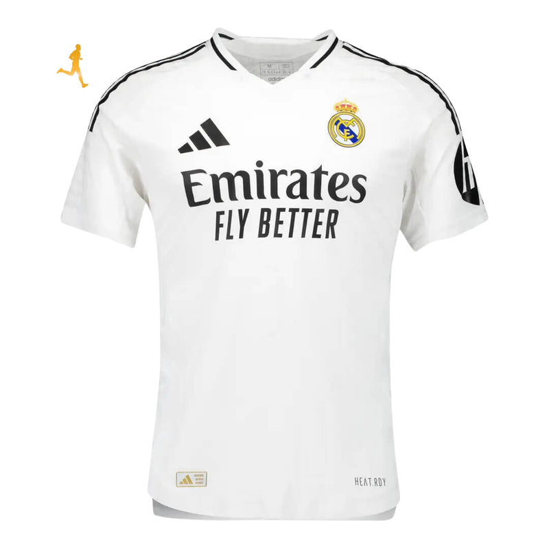 Camisa Titular Real Madrid Home 24/25 Versão Jogador/ Versão Torcedor Branco Preto - Edição 24/25 Vini Jr Kyllian Mbappé Endrick - Adidas