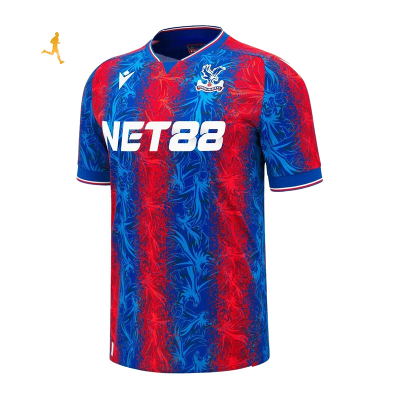 Camisa Crystal Palace I Titular 24/25 Vermelho Azul Branco Macron - 100 Anos Selhurst Park