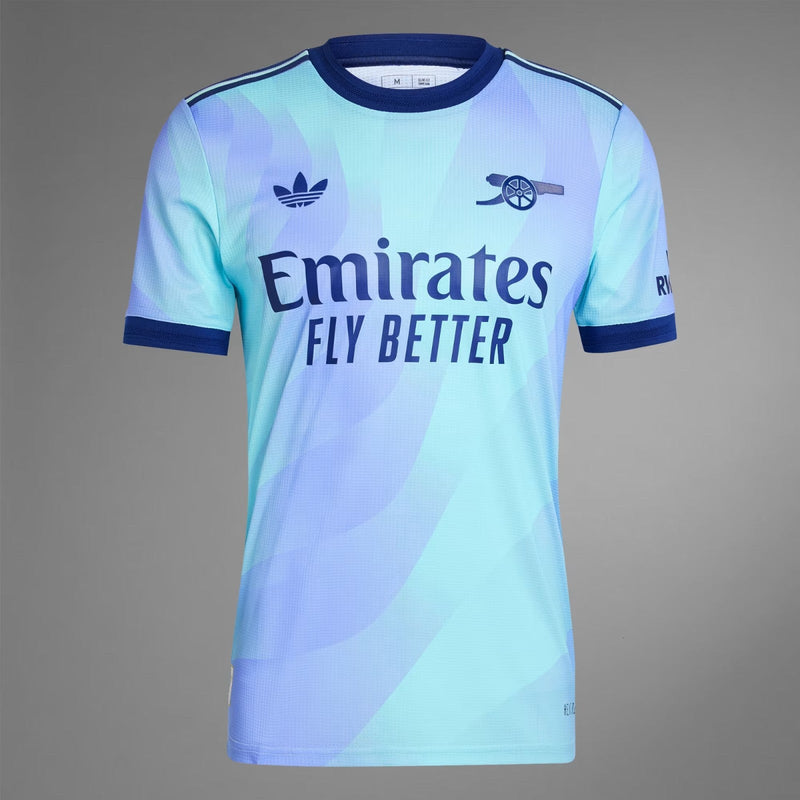 camisa-arsenal-third-III-24-25-versao-torcedor-azul-bordada-logo-adidas-trefoil