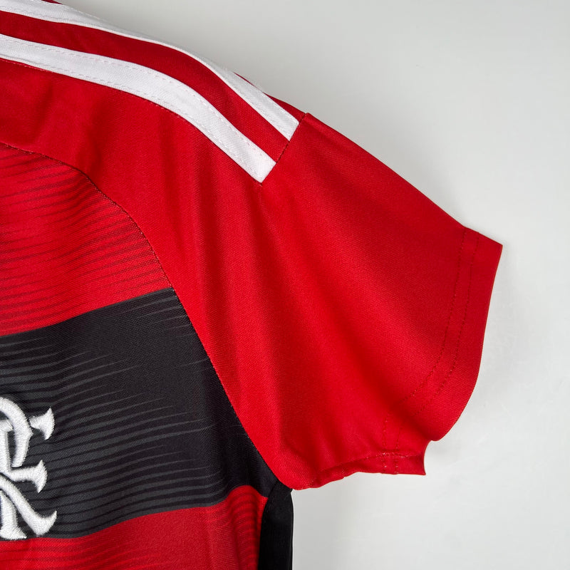 Camisa Flamengo Feminina Home Adidas 23/24 - Versão Torcedor Vermelho, Preto e Branco