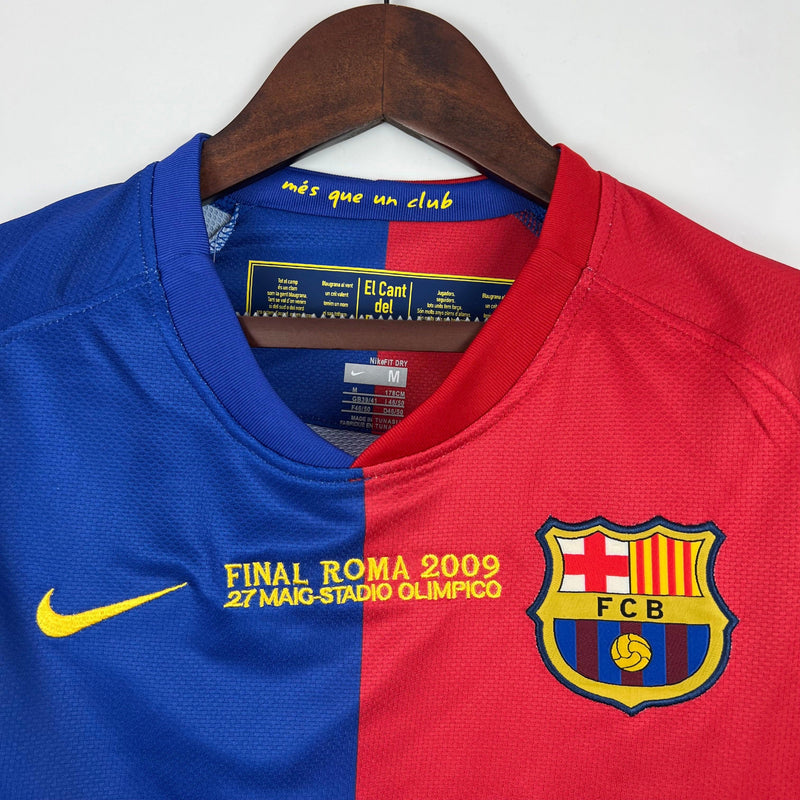 camisa-barcelona-retrô-titular-I-grená-azul-manga-curta-final-roma-2009-08-09