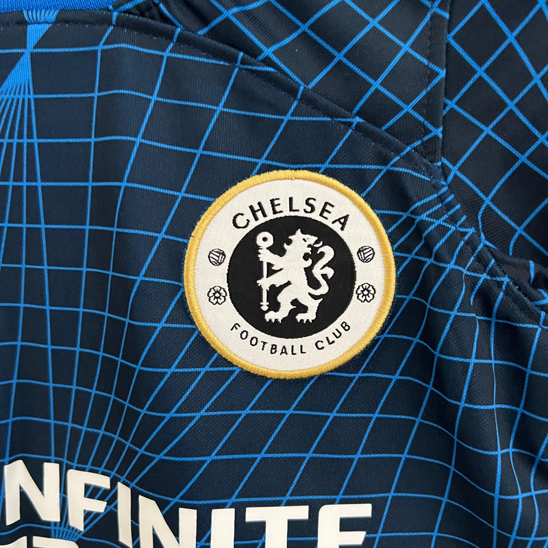 Conjunto Infantil Chelsea II Away Nike 23/24 Futebol - Azul e Preto