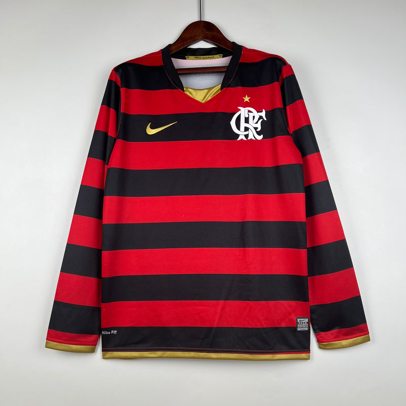 camisa-flamengo-I-titular-retrô-manga-longa-vermelho-preto-dourado-2008-2009-adriano-listrada