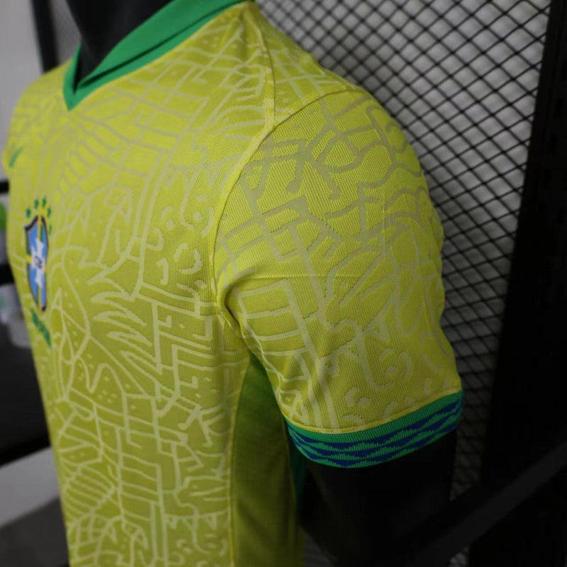 Camisa Brasil Seleção Brasileira I 24/25 - Versão Jogador Amarela, Branco/Prateado, Verde Nike