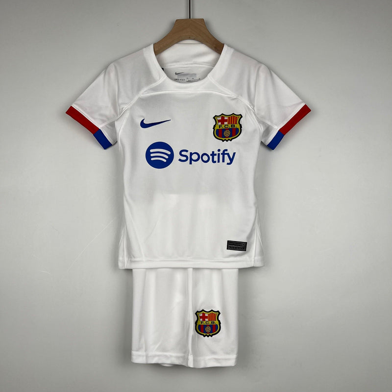 Kit Infantil Futebol Barcelona Reserva 23/24 - Branco Away