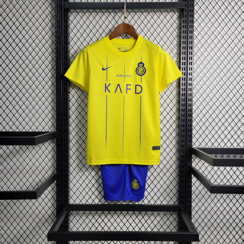 Conjunto Al Nassr FC Home Infantil 23/24 Futebol - Camisa + Shorts