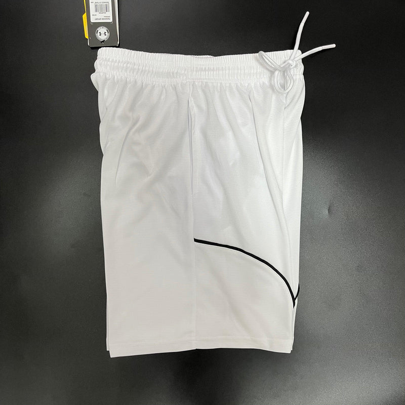 Shorts Esportivo Under Armour Academia Branco/Preto Com Bolso