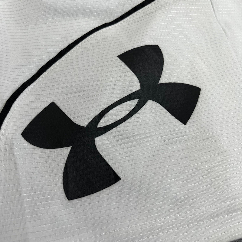 Shorts Esportivo Under Armour Academia Branco/Preto Com Bolso