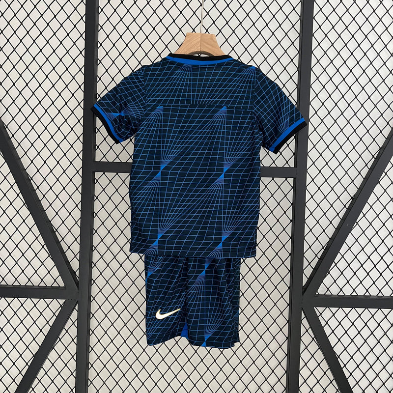 Conjunto Infantil Chelsea II Away Nike 23/24 Futebol - Azul e Preto