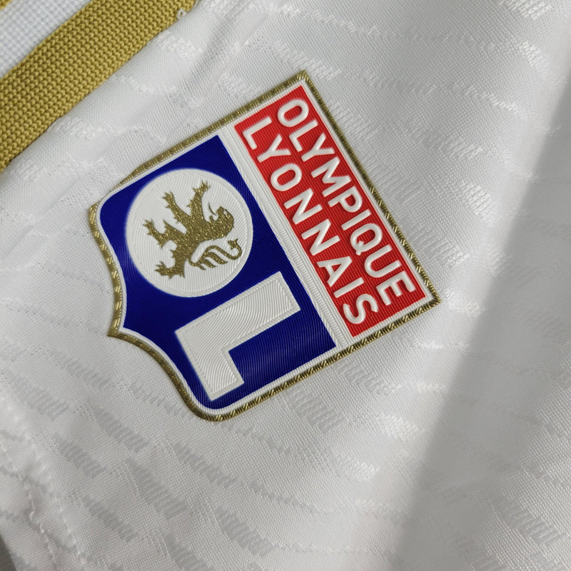 Shorts Lyon Home Adidas 2023/24 Branco e Dourado