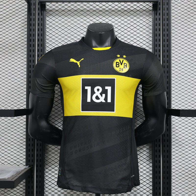 camisa-borussia-dortmund-away-II-24-25-versao-jogador-silk-emborrachado-puma-preto-amarelo