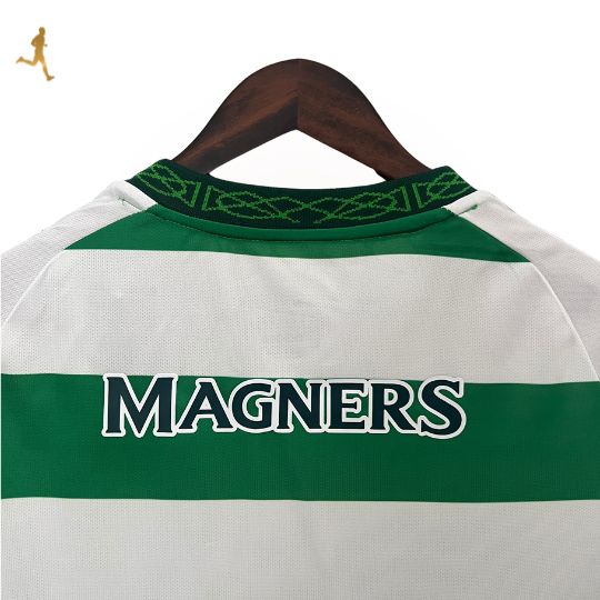 camisa-celtic-titular-I-home-24-25-versão-torcedor-verde-branco-gola-redonda-cabide-bordado-manga-curta-costas-frente