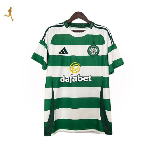 camisa-celtic-titular-I-home-24-25-versão-torcedor-verde-branco-gola-redonda-cabide-bordado-manga-curta