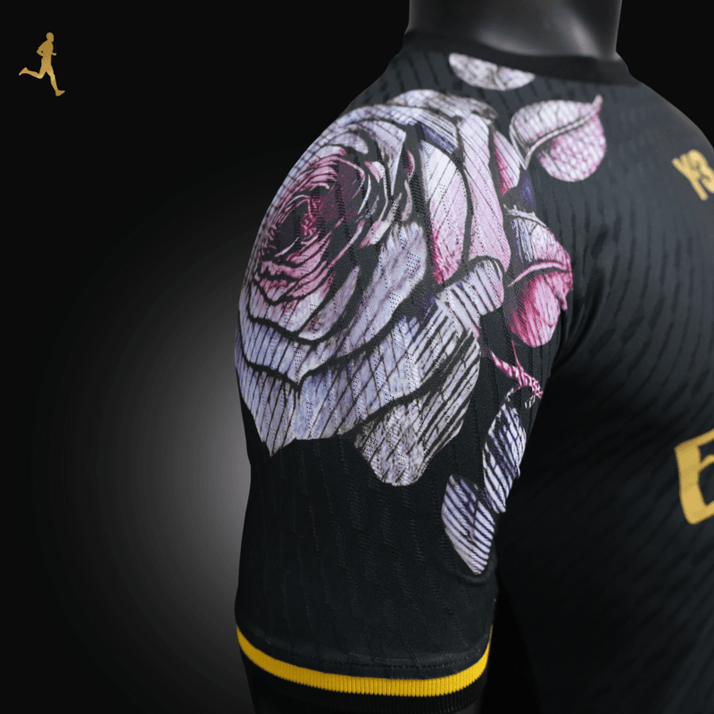 Camisa Real Madrid Y3 2024/2025 Versão Jogador Preto Rosa Amarelo Roxo Flor - Edição Concept - Adidas Y3