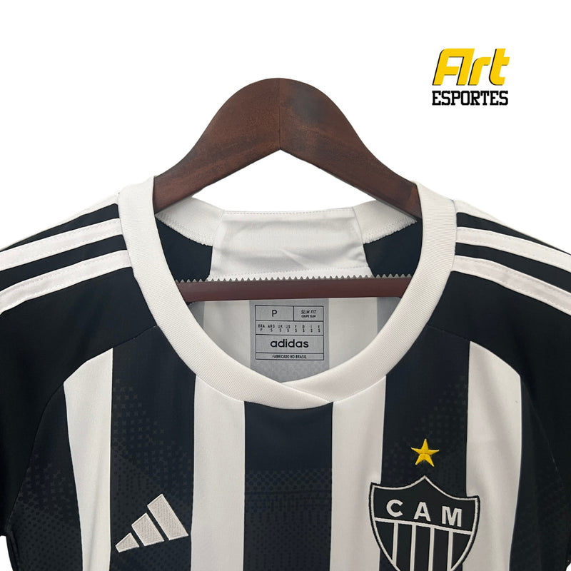 Camisa Atlético Mineiro I Feminina Adidas 24/25 - Versão Torcedor Preto e Branco