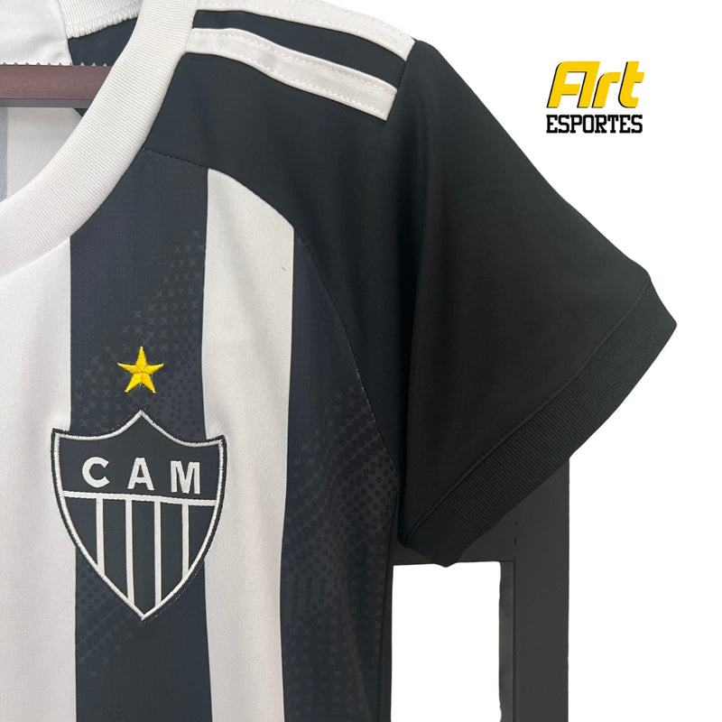 Camisa Atlético Mineiro I Feminina Adidas 24/25 - Versão Torcedor Preto e Branco