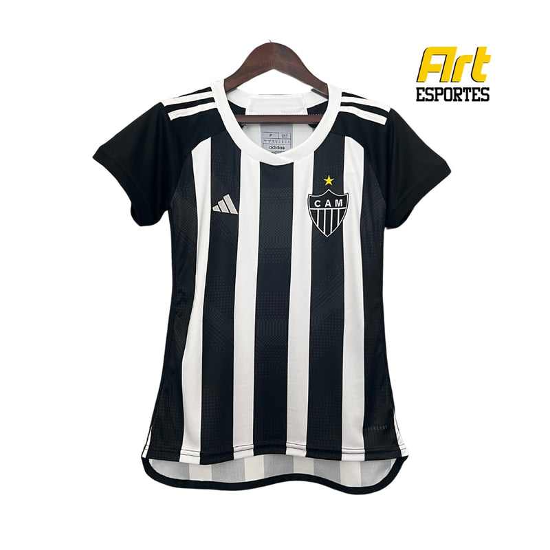 Camisa Atlético Mineiro I Feminina Adidas 24/25 - Versão Torcedor Preto e Branco