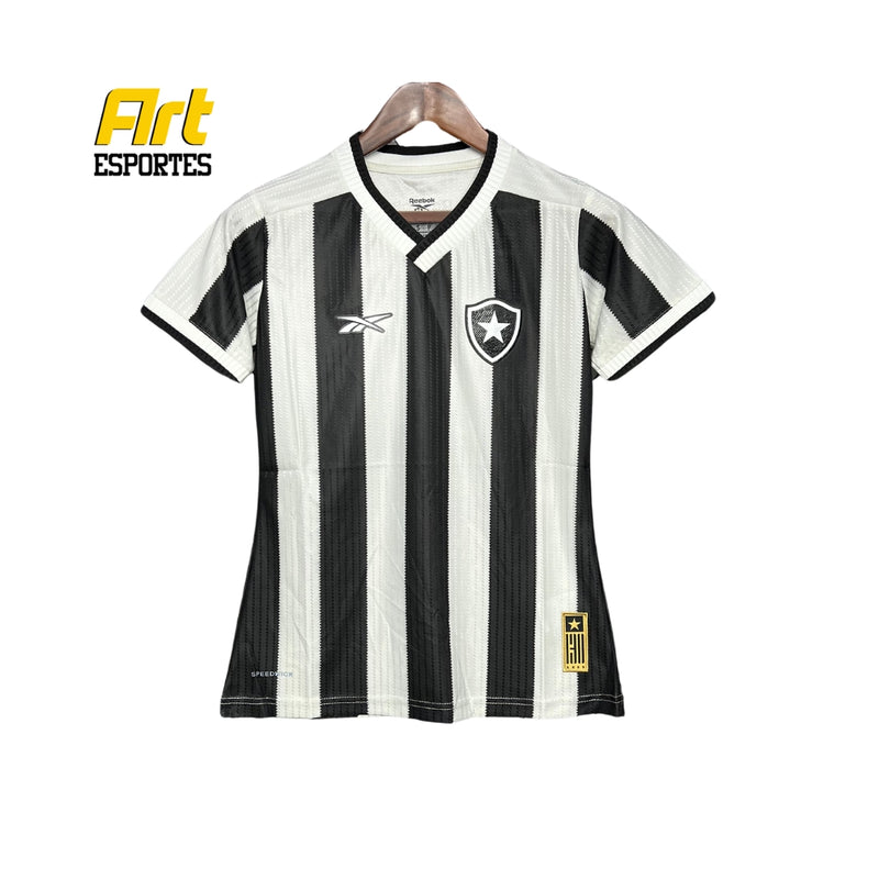 Camisa Botafogo I Feminina Reebok 24/25 - Versão Torcedor Preto e Branco