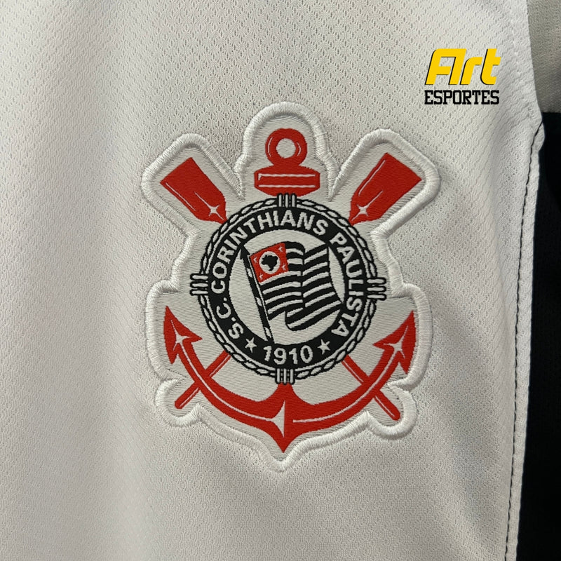 Camisa Feminina Corinthians I Nike 24/25 - Versão Torcedor Preto e Branco Degradê