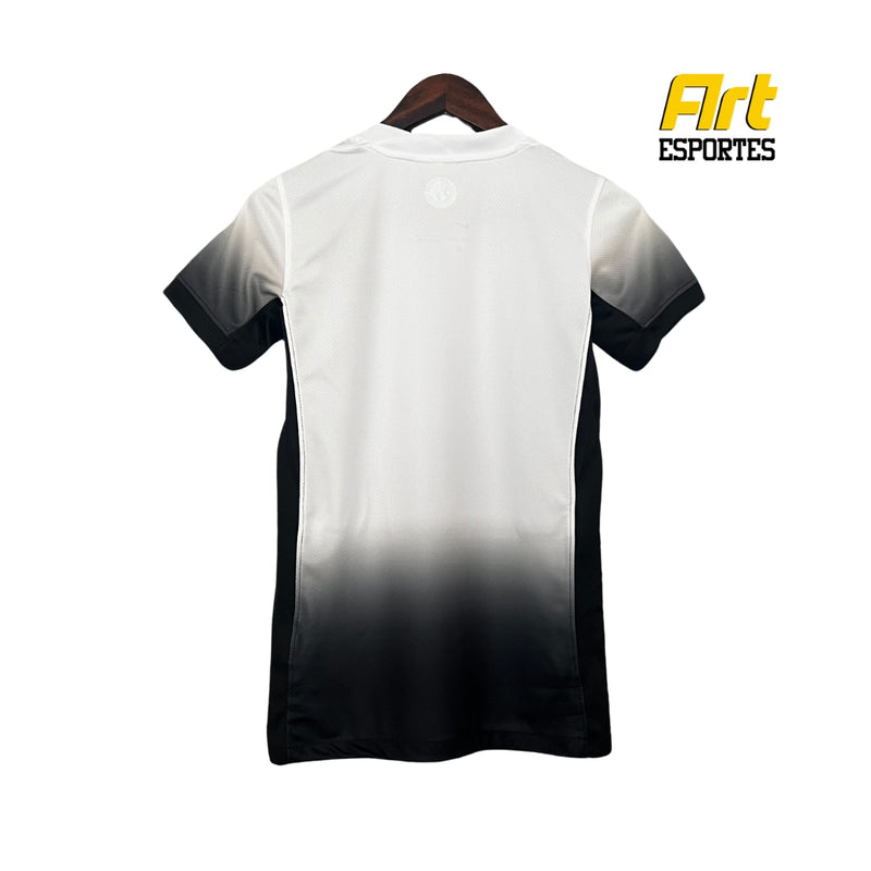 Camisa Feminina Corinthians I Nike 24/25 - Versão Torcedor Preto e Branco Degradê