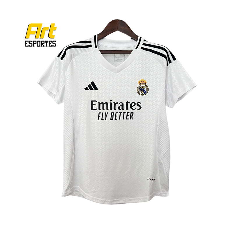 Camisa Real Madrid I Feminina 2024/25 Adidas Versão Torcedor Branco