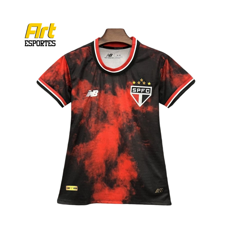 Camisa São Paulo III Feminina NB 24/25 - Versão Torcedor Vermelho e Preto