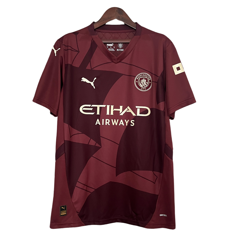 Camisa Manchester City III  2024/2025 Versão Torcedor - Grená e Branco