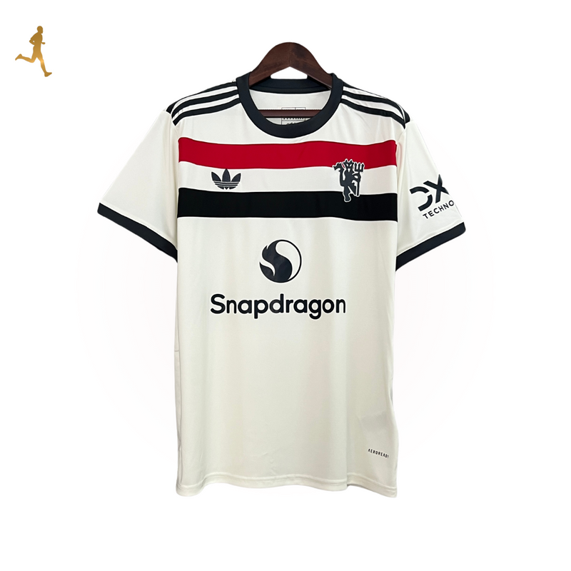 camisa-manchester-united-away-III-third-branco-preto-vermelho-snapdragon-gola-preta-trefoil-24-25