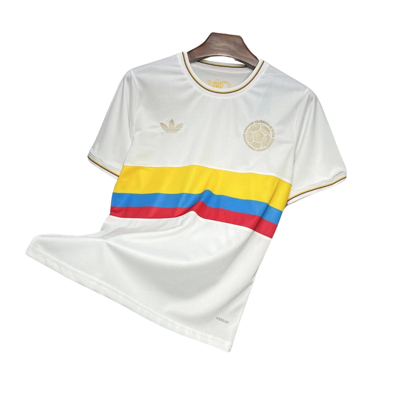 Camisa Colômbia 100 Anos Concept 24/25 - Adidas Versão Torcedor Branco Amarelo