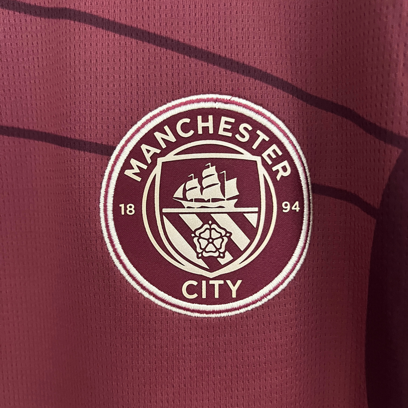 Camisa Manchester City III  2024/2025 Versão Torcedor - Grená e Branco