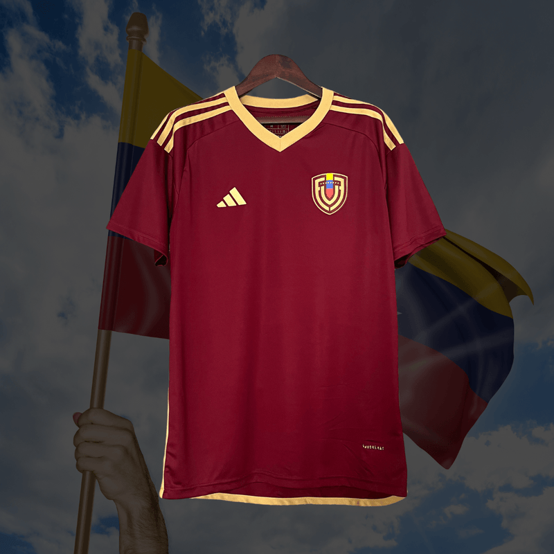 Camisa da Venezuela Home 2024 Versão Torcedor - Adidas Vermelho Bordô Amarelo