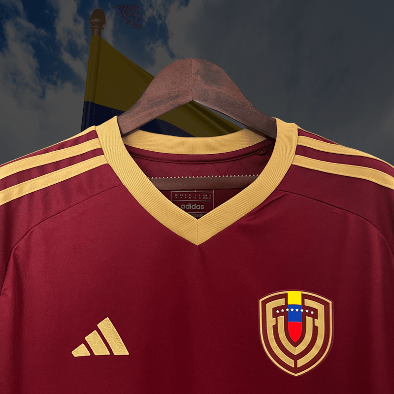 Camisa da Venezuela Home 2024 Versão Torcedor - Adidas Vermelho Bordô Amarelo