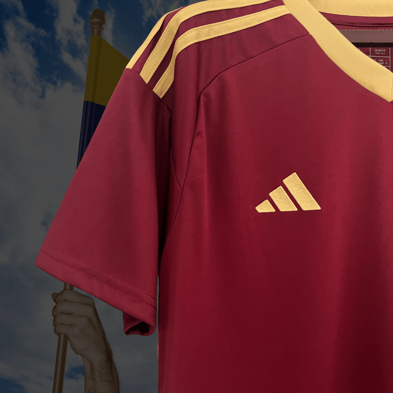 Camisa da Venezuela Home 2024 Versão Torcedor - Adidas Vermelho Bordô Amarelo