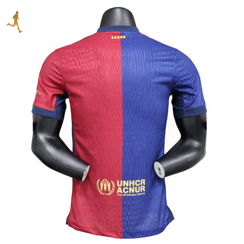 Camisa Barcelona I Titular 24/25 Versão Jogador - Uniforme 1 Barcelona Home Grená Azul