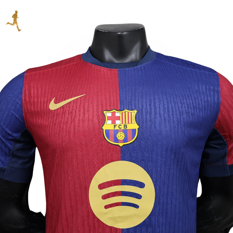 Camisa Barcelona I Titular 24/25 Versão Jogador - Uniforme 1 Barcelona Home Grená Azul