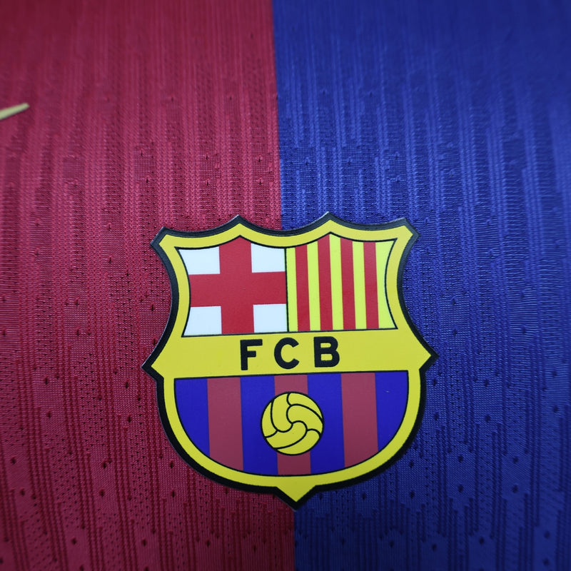 Camisa Barcelona I Titular 24/25 Versão Jogador - Uniforme 1 Barcelona Home Grená Azul