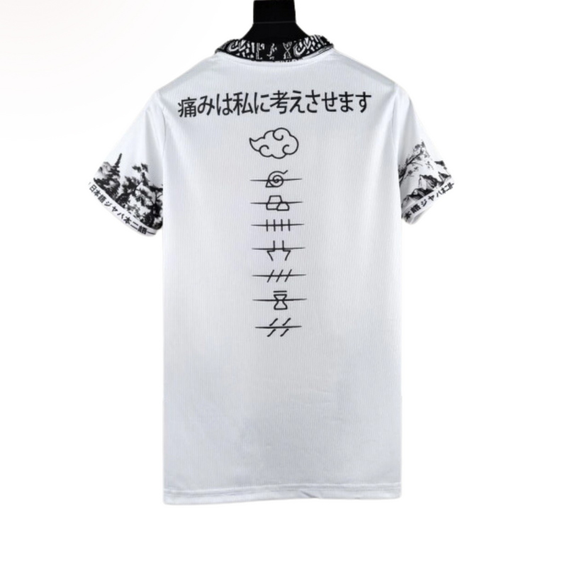 Camisa Japão Anime Naruto Pain Yahiko Akatsuki 24/25 - Torcedor Masculina - Branco com detalhes em Preto