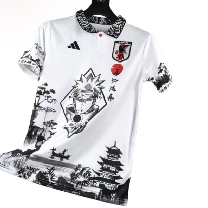 Camisa Japão Anime Naruto Pain Yahiko Akatsuki 24/25 - Torcedor Masculina - Branco com detalhes em Preto