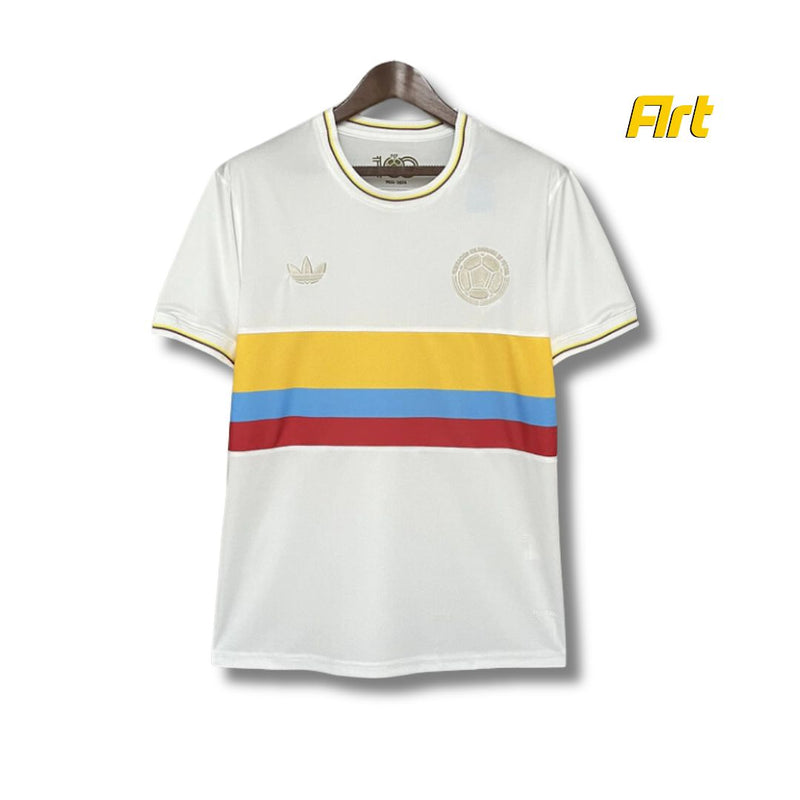 Camisa Colômbia 100 Anos Concept 24/25 - Adidas Versão Torcedor Branco Amarelo