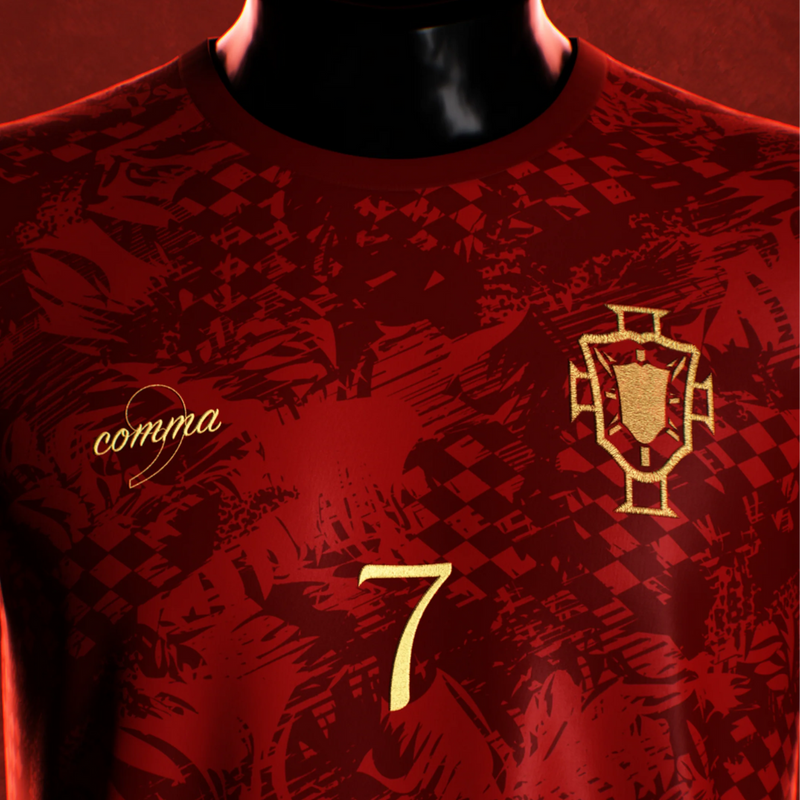 camisa-portugal-thesiu-comma-football-24-25-vermelho-amarelo-cristiano-ronaldo-especial