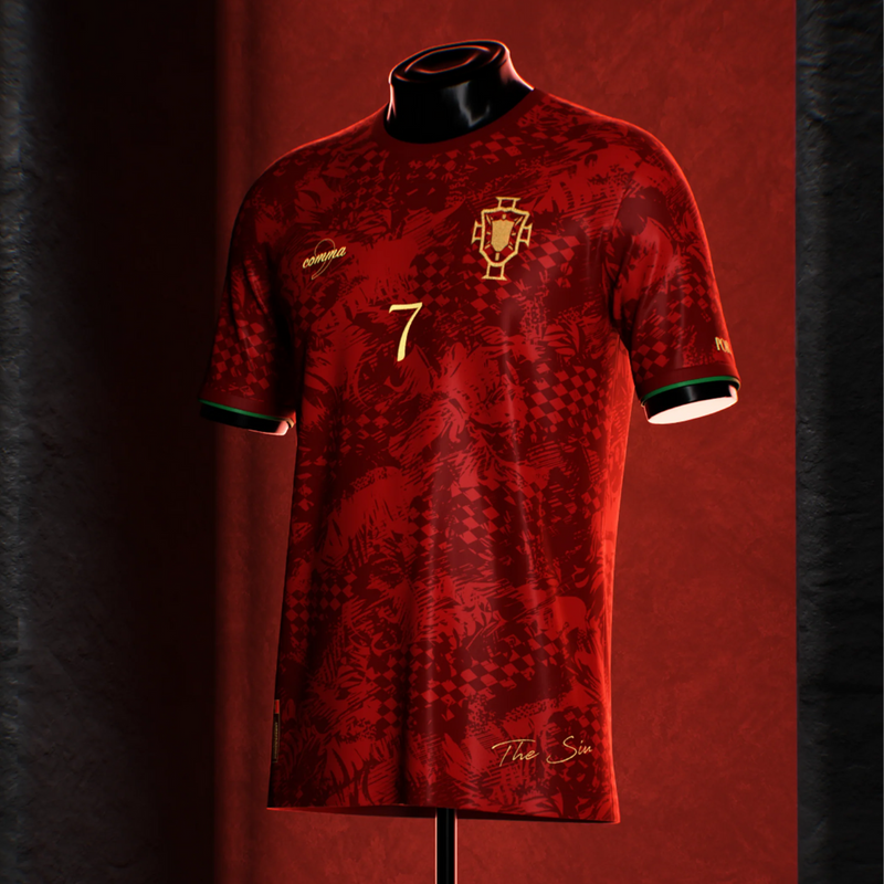 camisa-portugal-thesiu-comma-football-24-25-vermelho-amarelo-cristiano-ronaldo-especial