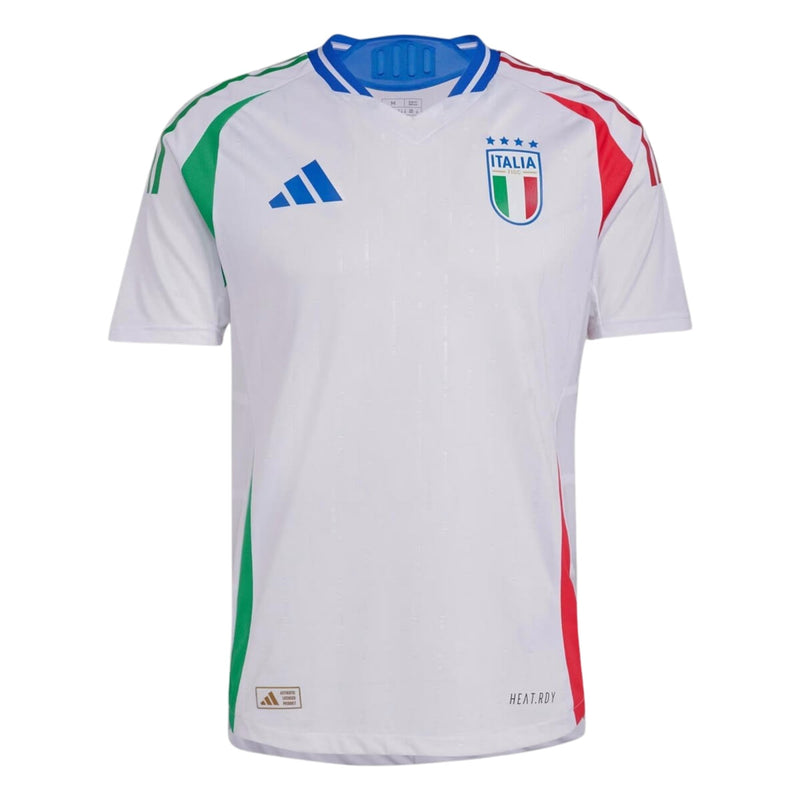 camisa-itália-II-away-reserva-24-25-versao-torcedor-bordado-adidas-seleção-italiana-azul-branco-verde-vermelho