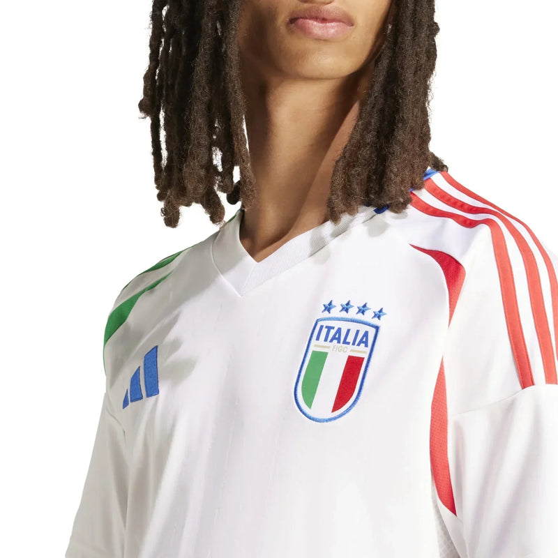 camisa-itália-II-away-reserva-24-25-versao-torcedor-bordado-adidas-seleção-italiana-azul-branco-verde-vermelho