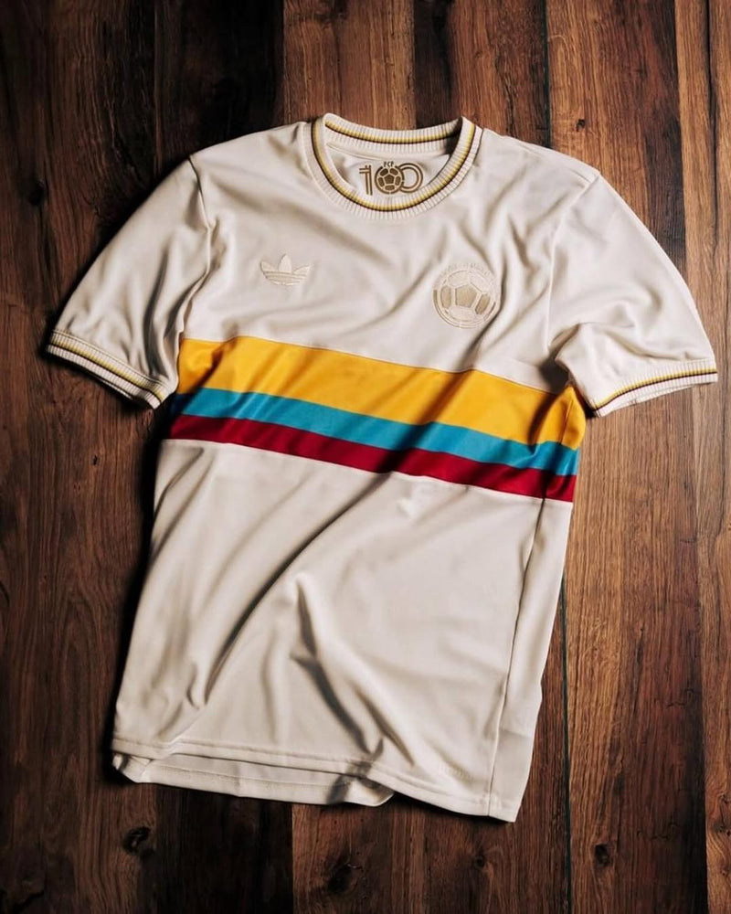 Camisa Colômbia 100 Anos Concept 24/25 - Adidas Versão Torcedor Branco Amarelo