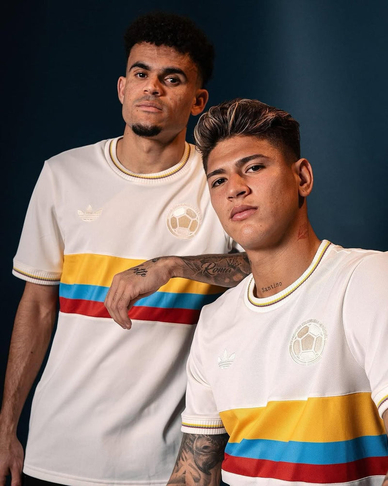 Camisa Colômbia 100 Anos Concept 24/25 - Adidas Versão Torcedor Branco Amarelo